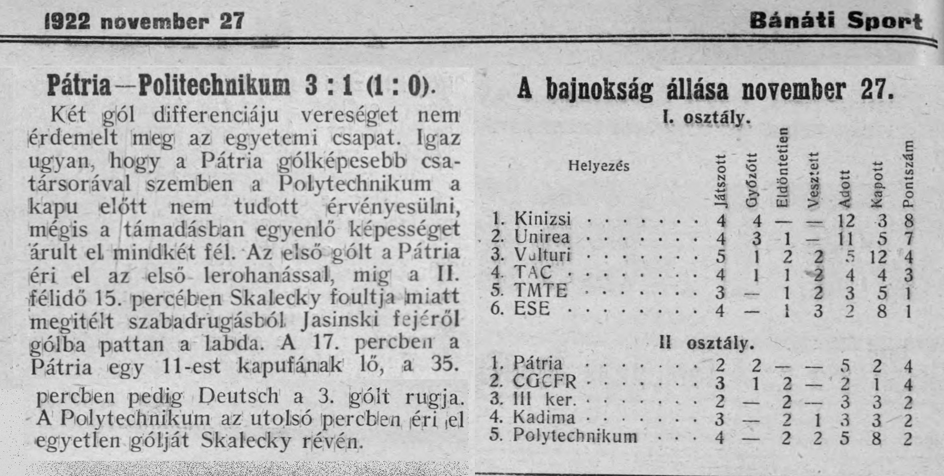 Politehnica - Patria Timisoara