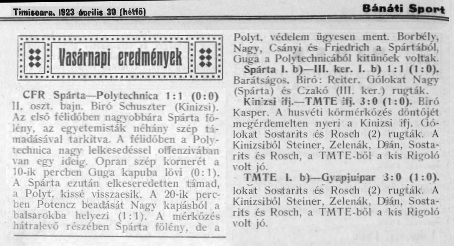 Politehnica - Sparta CFR Timisoara