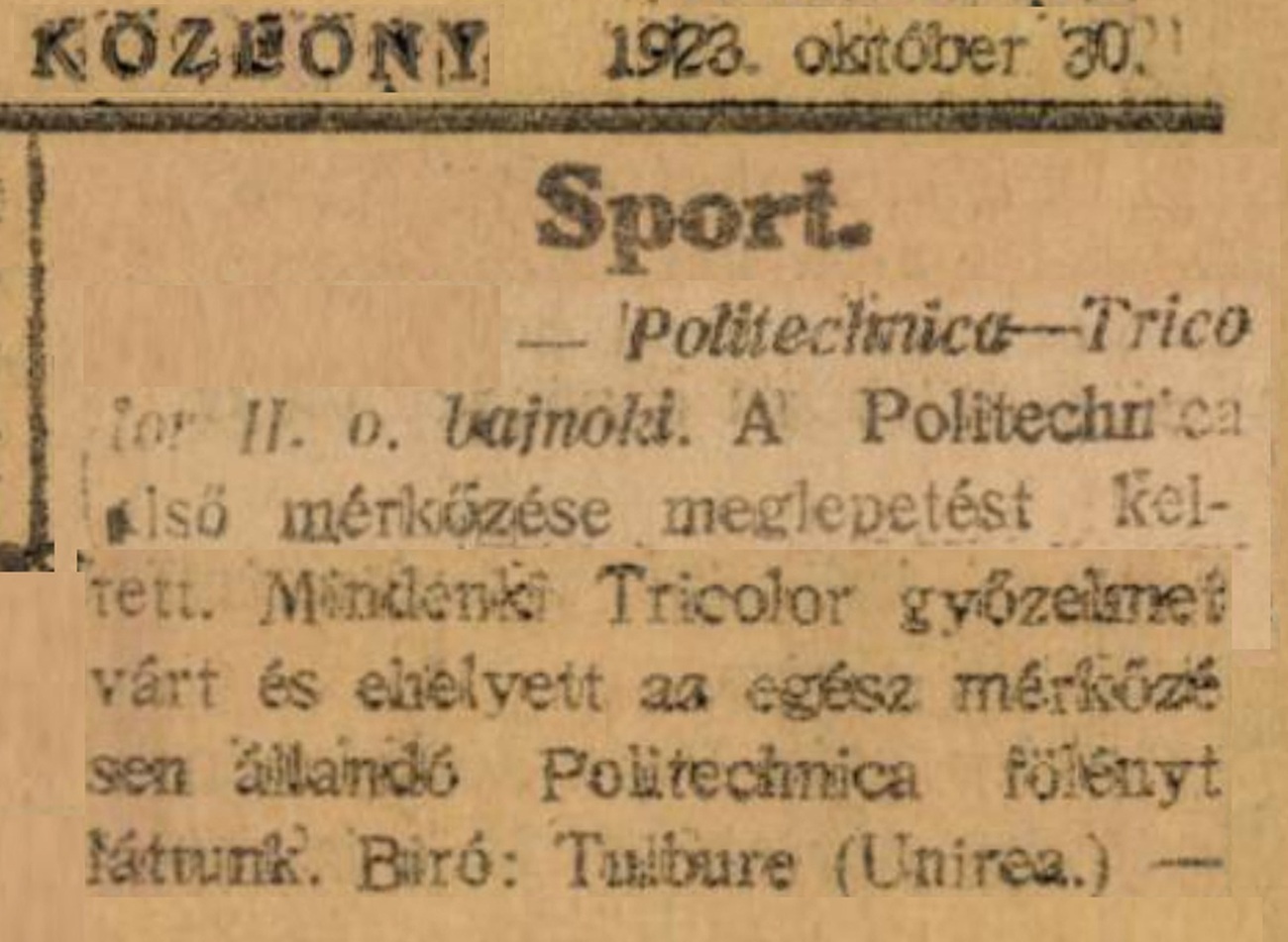 Politehnica - Tricolor Timisoara