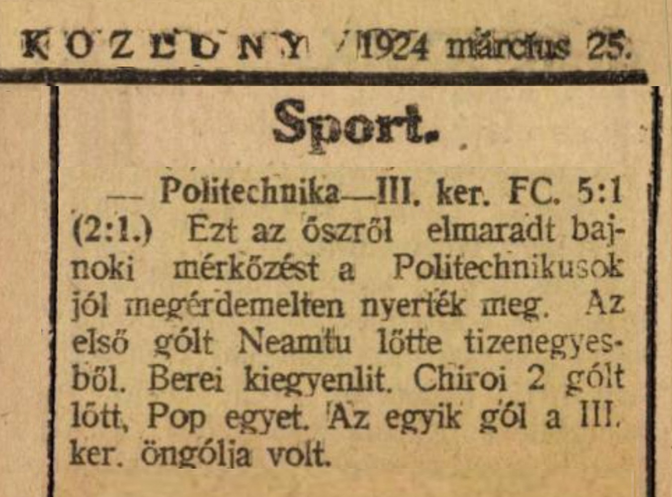 Politehnica - III. Ker