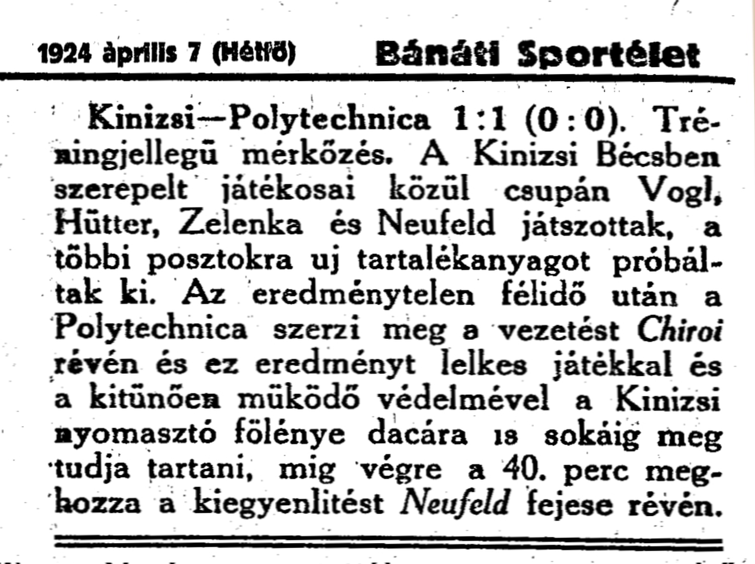 Politehnica - Chinezul (Kinizsi) Timisoara (combinata)
