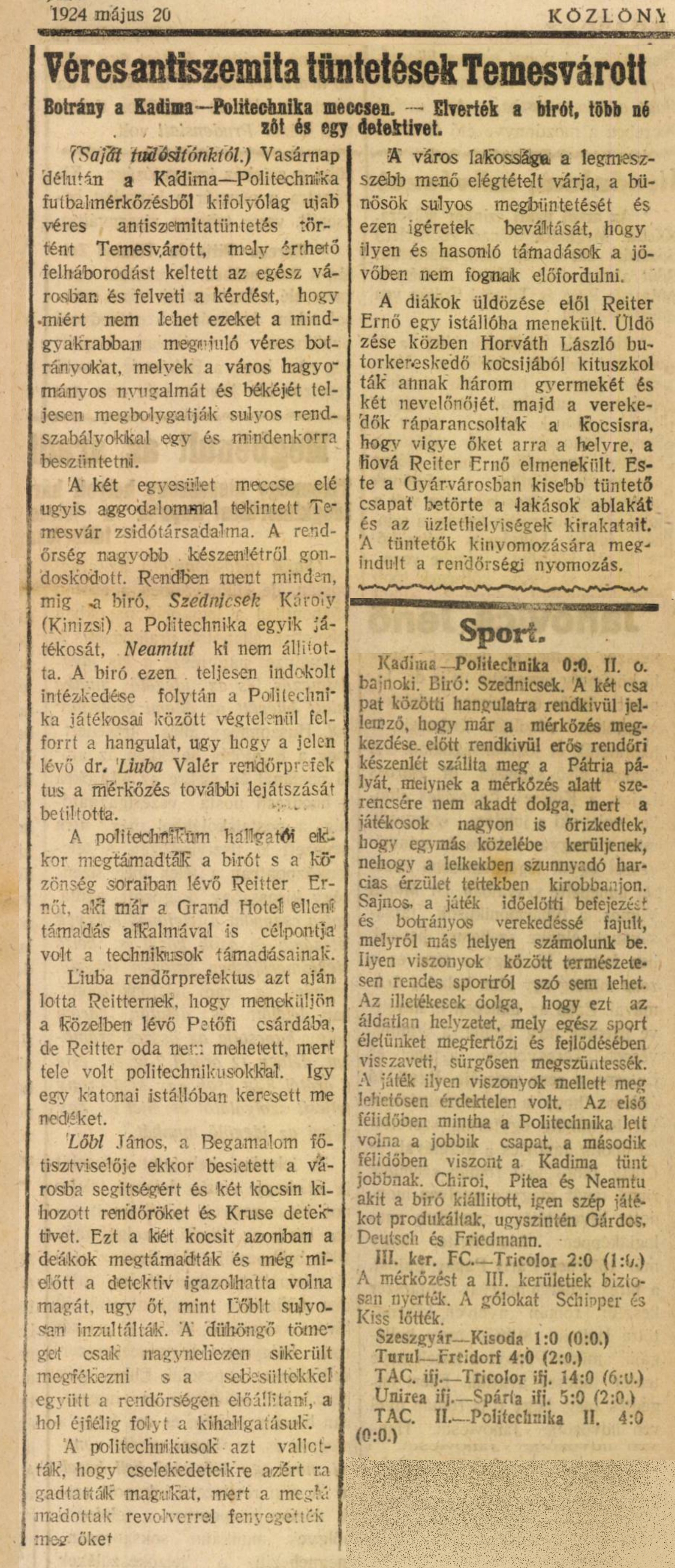 Politehnica - Kadima Timisoara