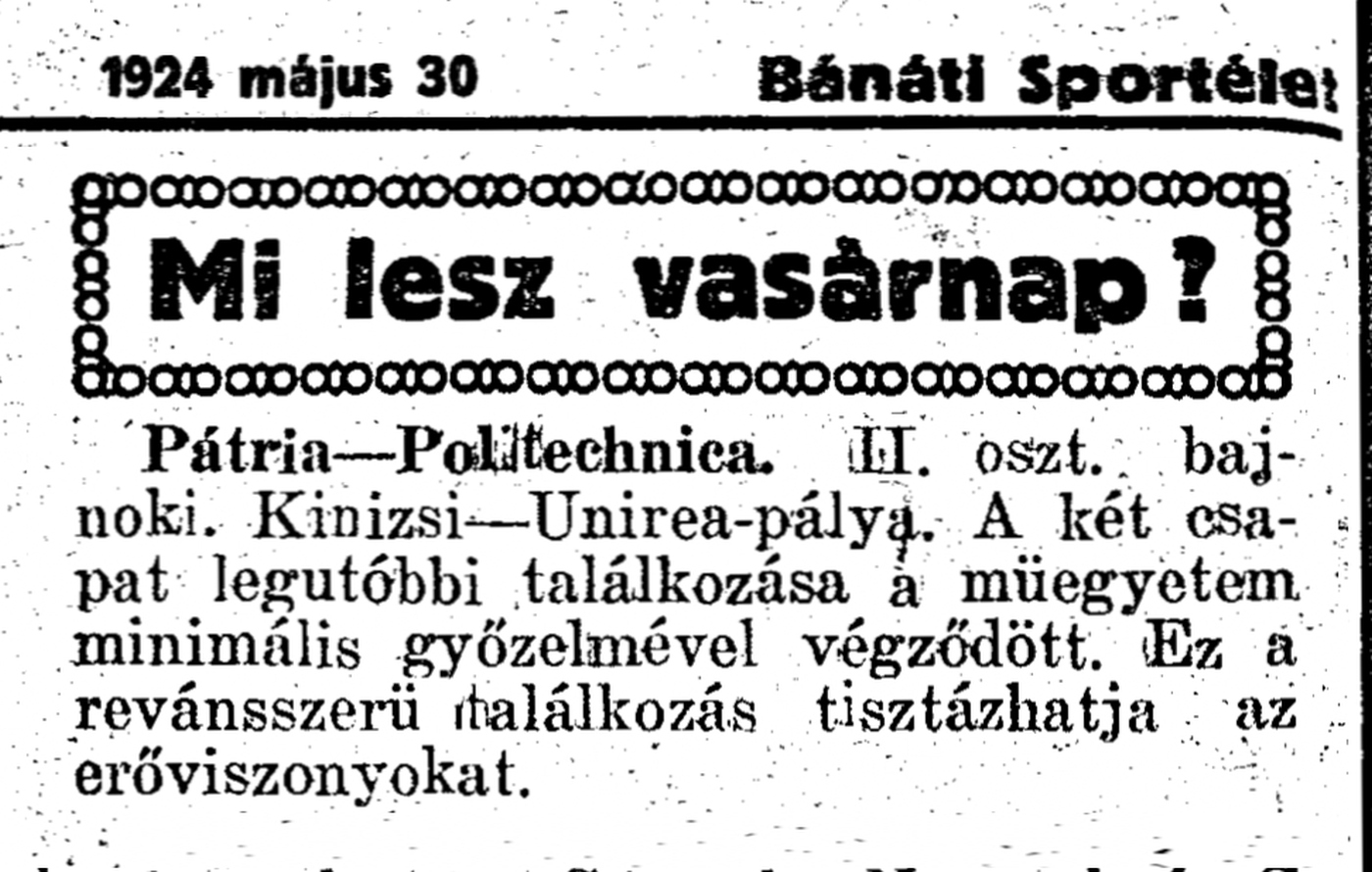 Politehnica - Patria Timisoara
