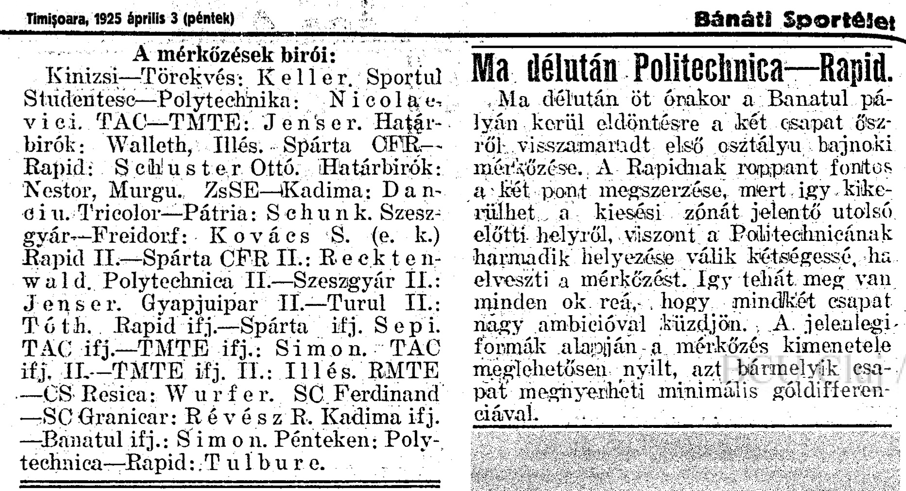 Politehnica - Rapid Timisoara