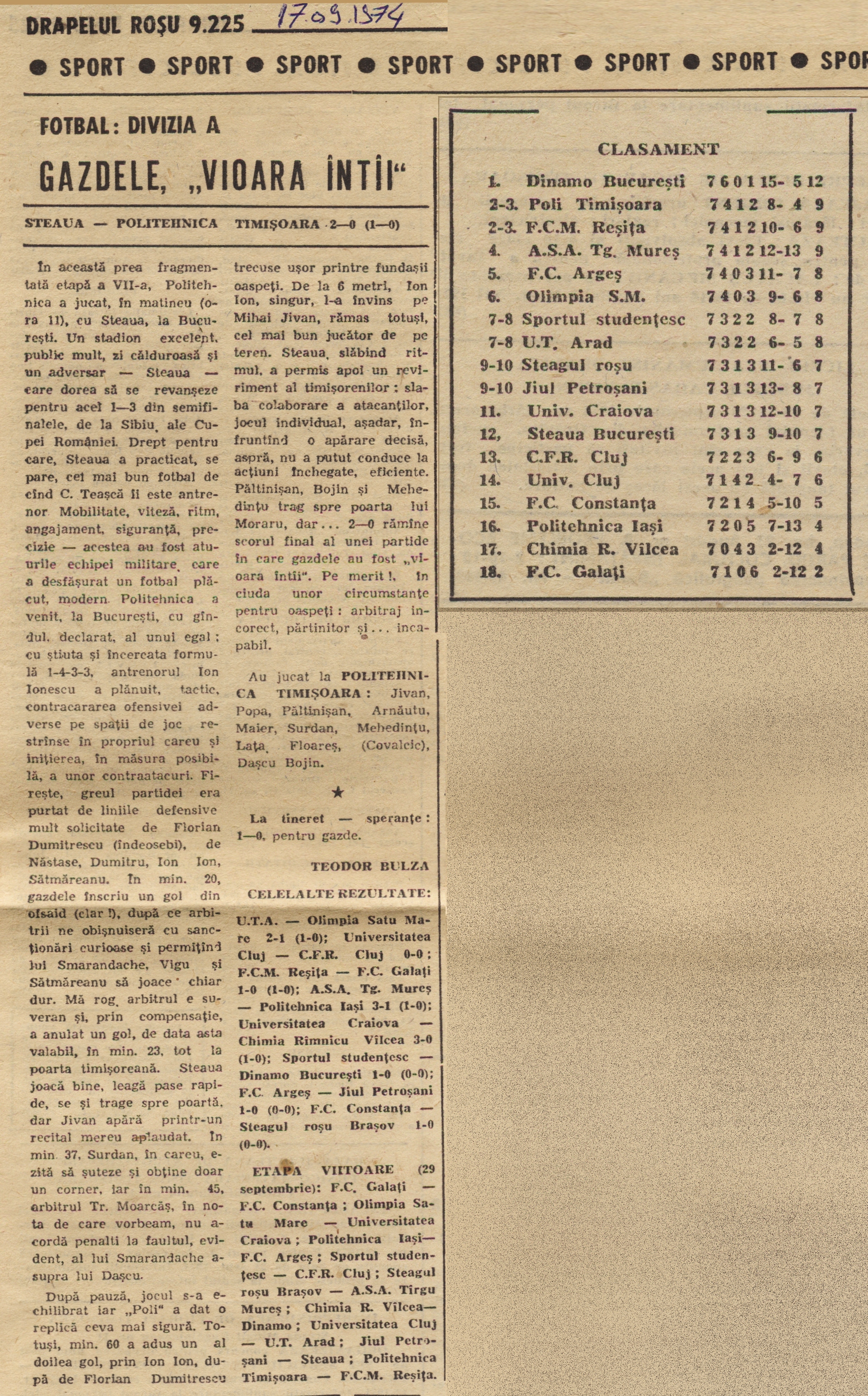 Politehnica - Steaua Bucuresti