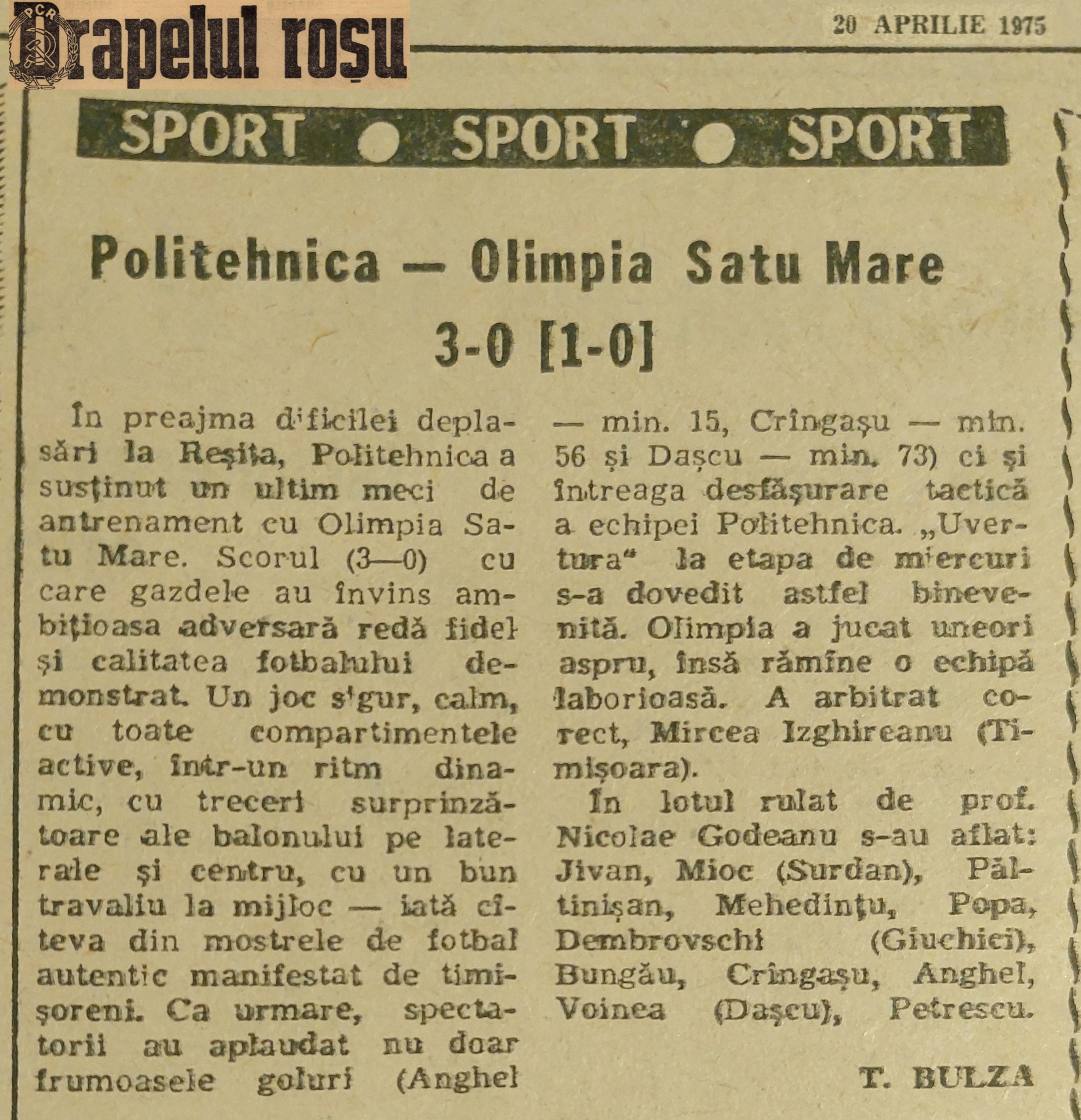 Politehnica - Olimpia Satu Mare
